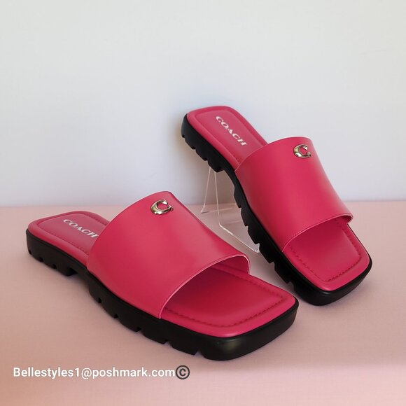COACH Florence Smooth Leather Sandal - Dragon Fruit color-Women’s Size 9 B 🎈$95 - Picture 1 of 16